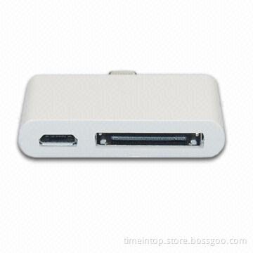 2-in-1 Lightning Adapter with 30-pin and Micro USB Ports, Supports Synchronization and Charging